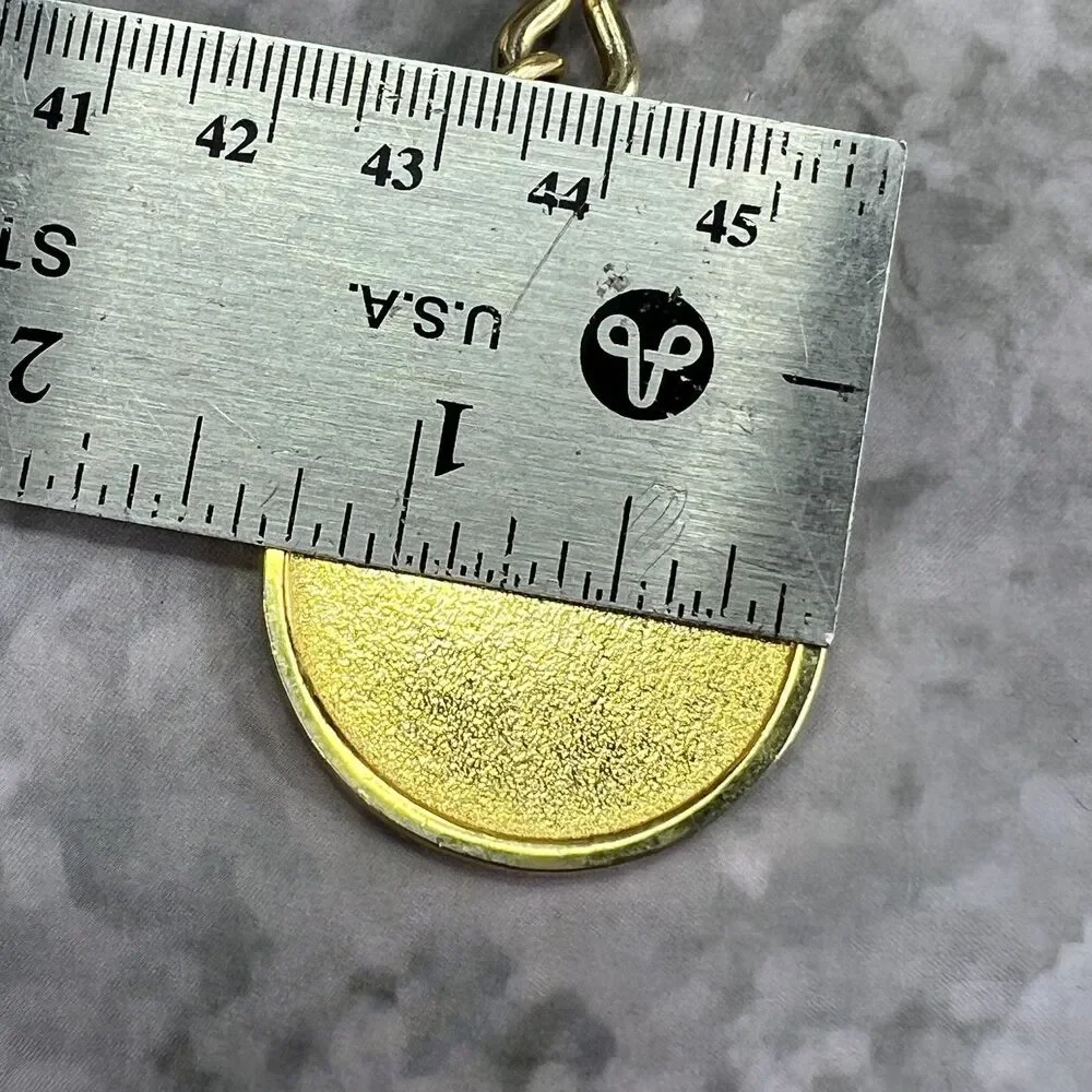 Vintage USA Eagle Keychain American Flag Patriotic Enamel Gold Tone Keyring 1.25